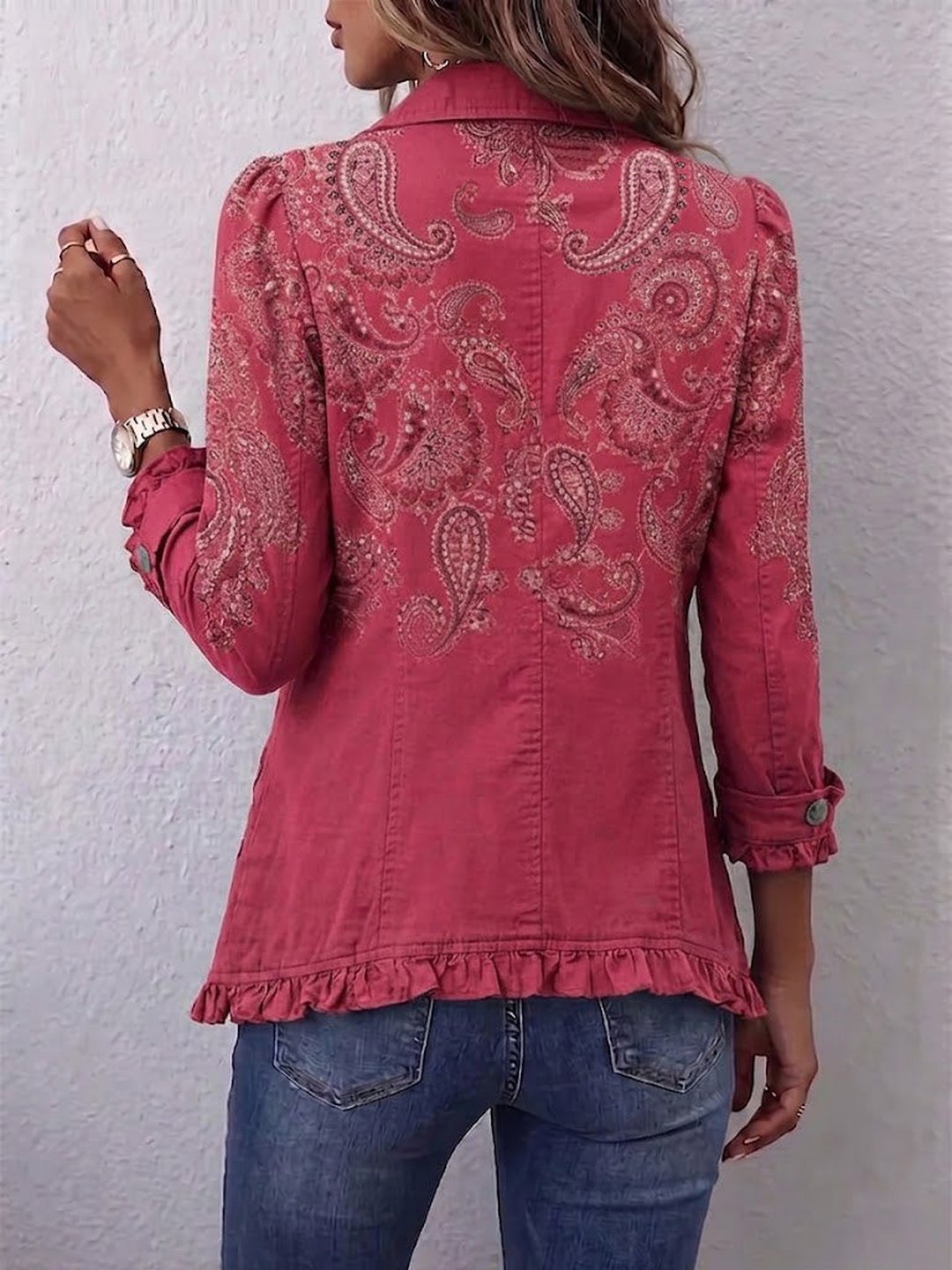 Isabel | Vintage Paisley Print Ruffled Jacket