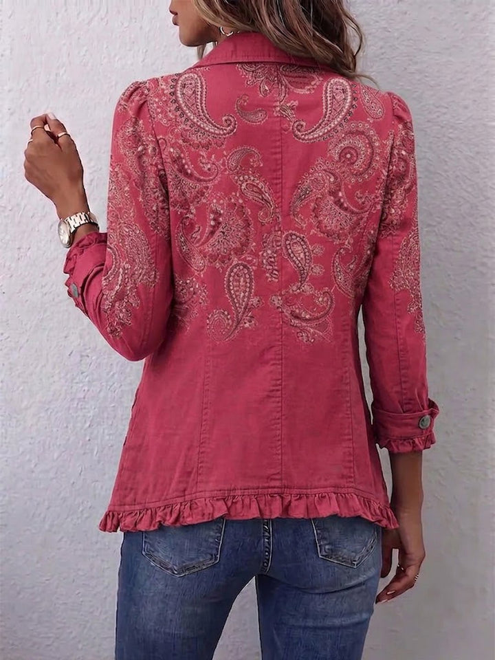 Isabel | Vintage Paisley Print Ruffled Jacket