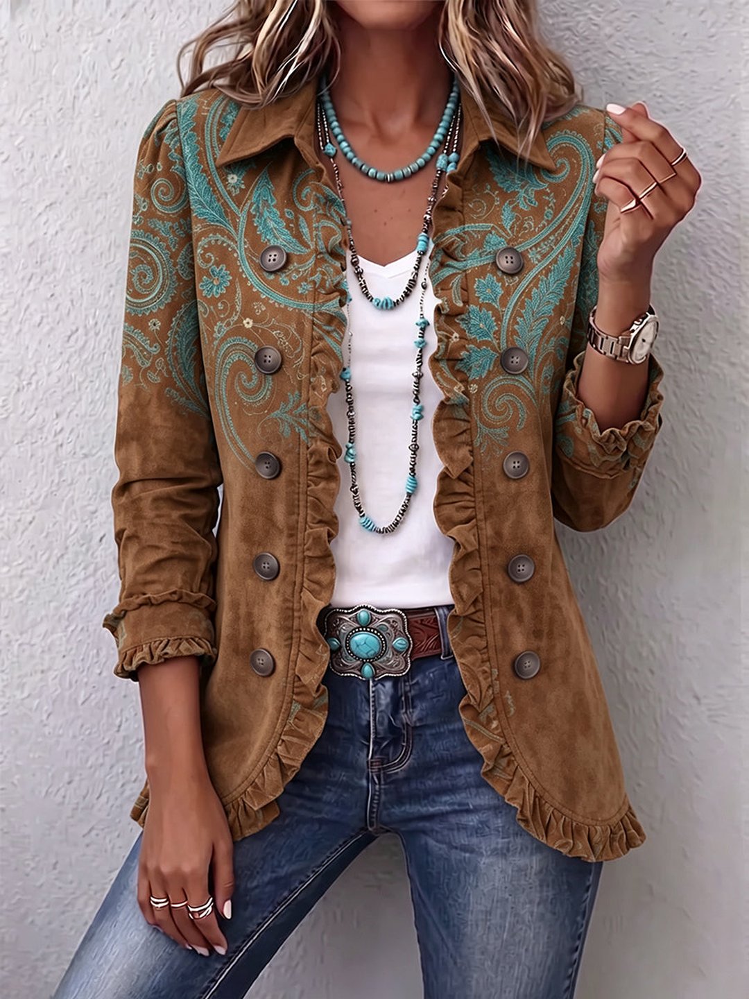 Miriam | Paisley Print Ruffle Jacket