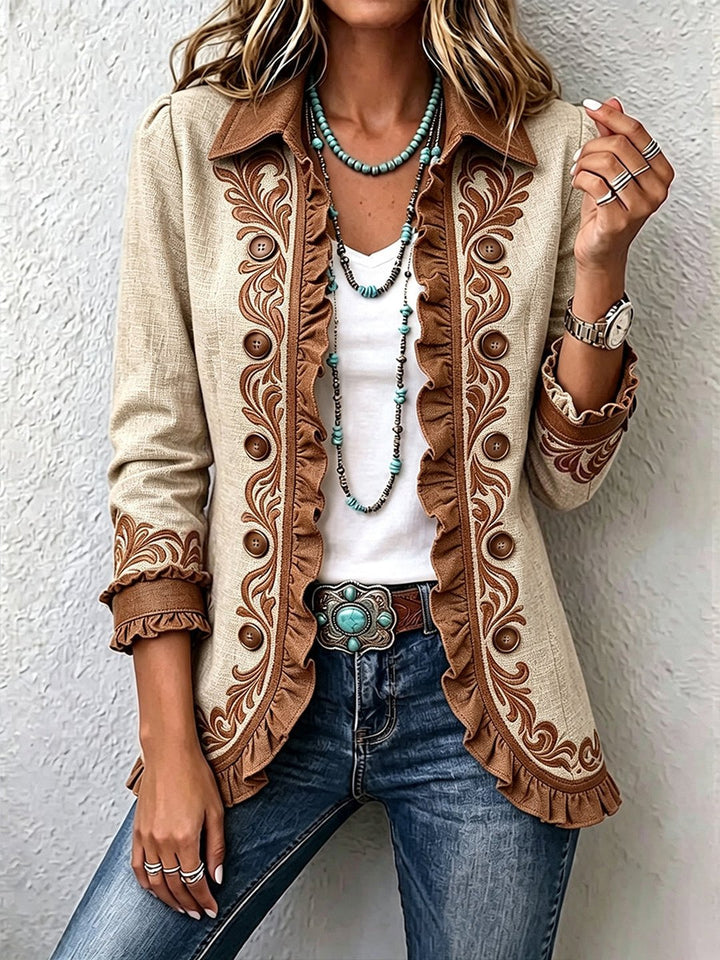 Fauna | Vintage Bohemian Floral Ruffled Jacket