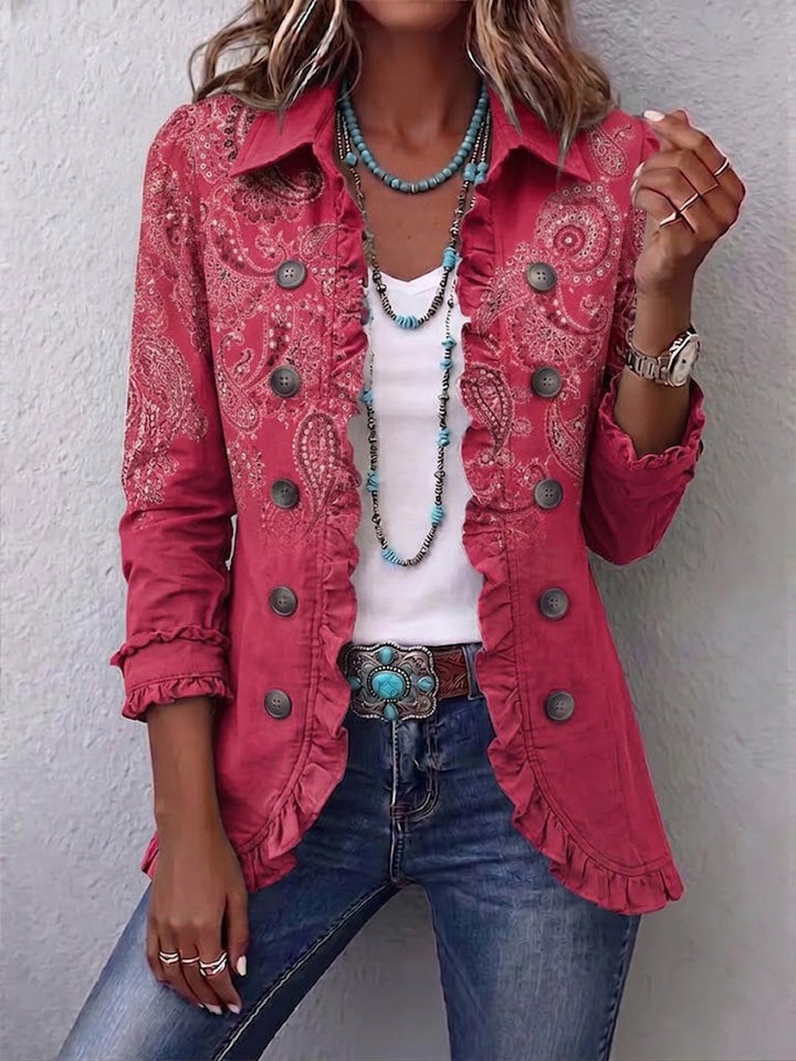 Isabel | Vintage Paisley Print Ruffled Jacket