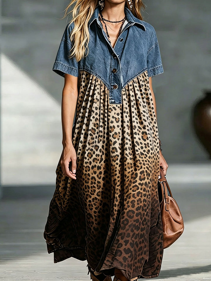 Betsy | Leopard Gradient Denim Dress