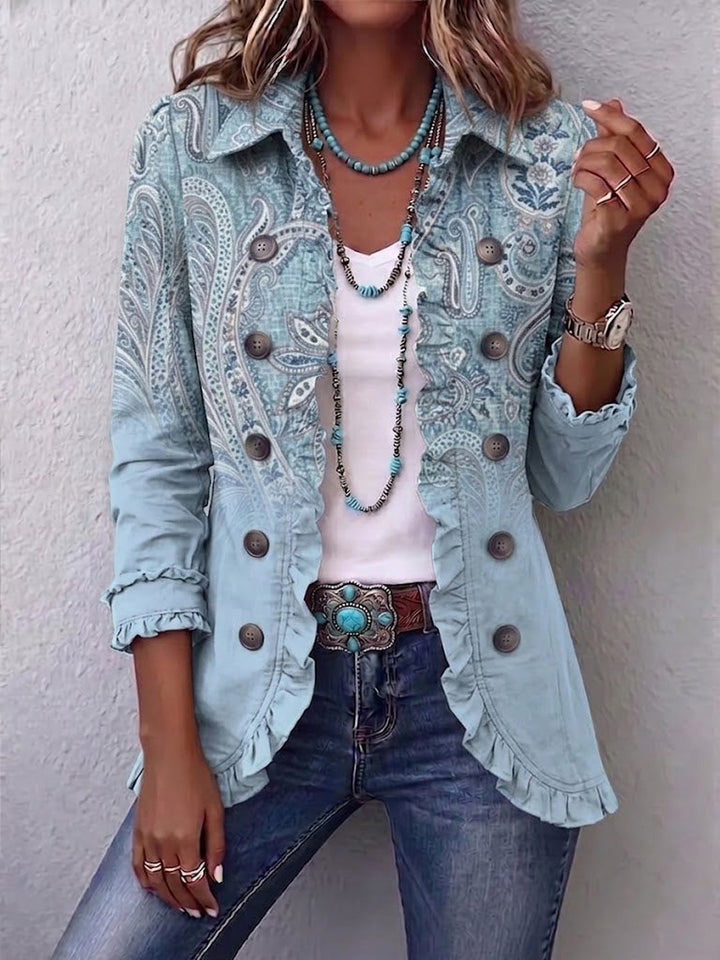 Olivette | Vintage Paisley Print Ruffled Jacket
