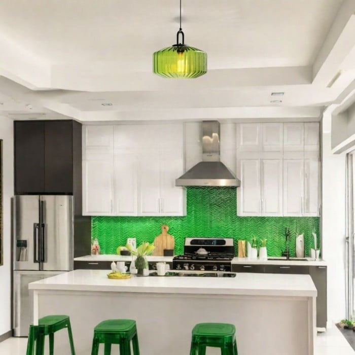 Ribbed Glass Jar Pendant Light Modern for Kitchen Island | Buy 1 Get 1 Free