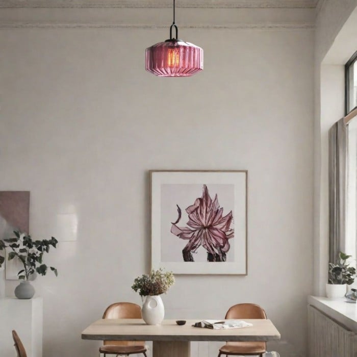 Ribbed Glass Jar Pendant Light Modern for Kitchen Island | Buy 1 Get 1 Free
