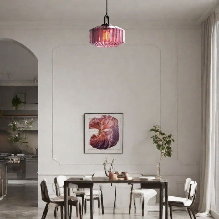 Ribbed Glass Jar Pendant Light Modern for Kitchen Island | Buy 1 Get 1 Free