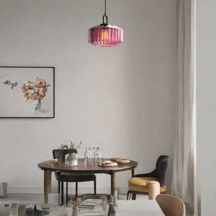 Ribbed Glass Jar Pendant Light Modern for Kitchen Island | Buy 1 Get 1 Free