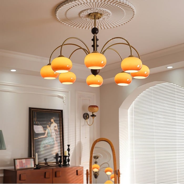 Vintage Bauhaus Persimmon Chandelier | Buy 1 Get 1 Free