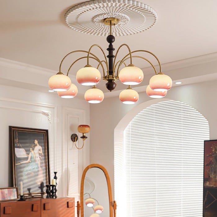 Vintage Bauhaus Persimmon Chandelier | Buy 1 Get 1 Free