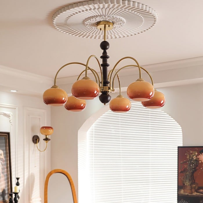 Vintage Bauhaus Persimmon Chandelier | Buy 1 Get 1 Free