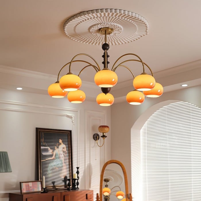 Vintage Bauhaus Persimmon Chandelier | Buy 1 Get 1 Free