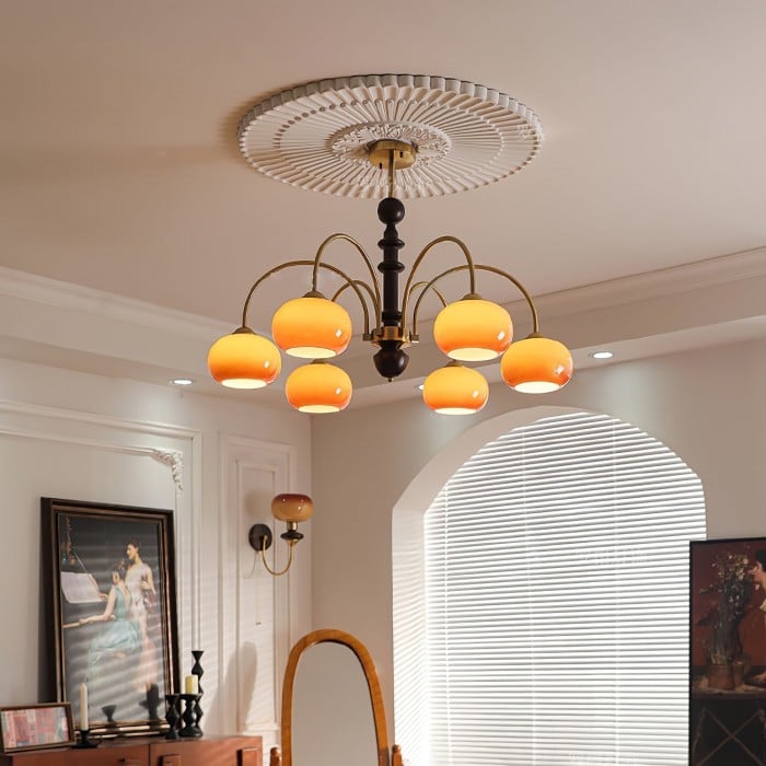Vintage Bauhaus Persimmon Chandelier | Buy 1 Get 1 Free