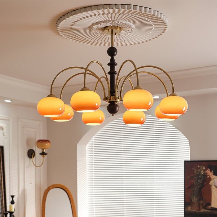 Vintage Bauhaus Persimmon Chandelier | Buy 1 Get 1 Free