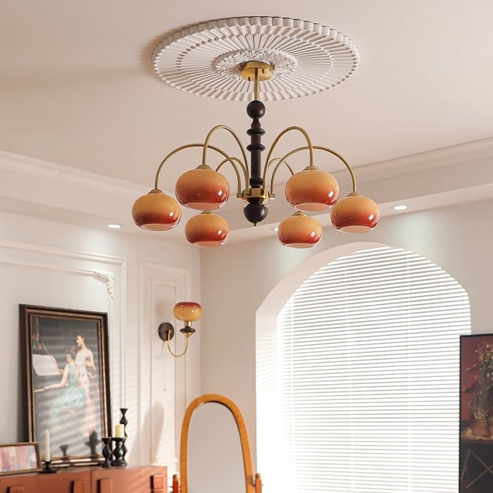Vintage Bauhaus Persimmon Chandelier | Buy 1 Get 1 Free