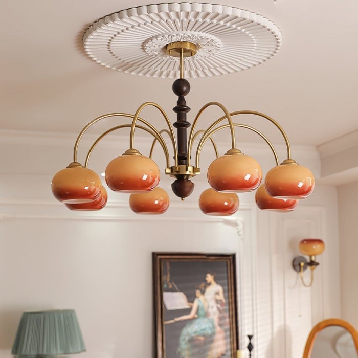 Vintage Bauhaus Persimmon Chandelier | Buy 1 Get 1 Free