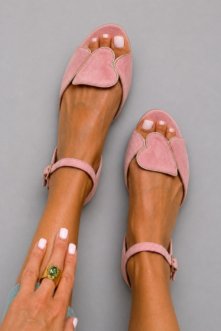 Carlene | Heart Motif Ankle Strap Sandals